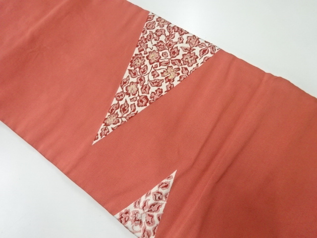 アンティーク　草花模様織出し名古屋帯（着用可）